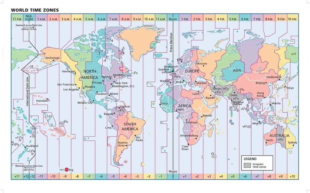 Map of the World Time Zones