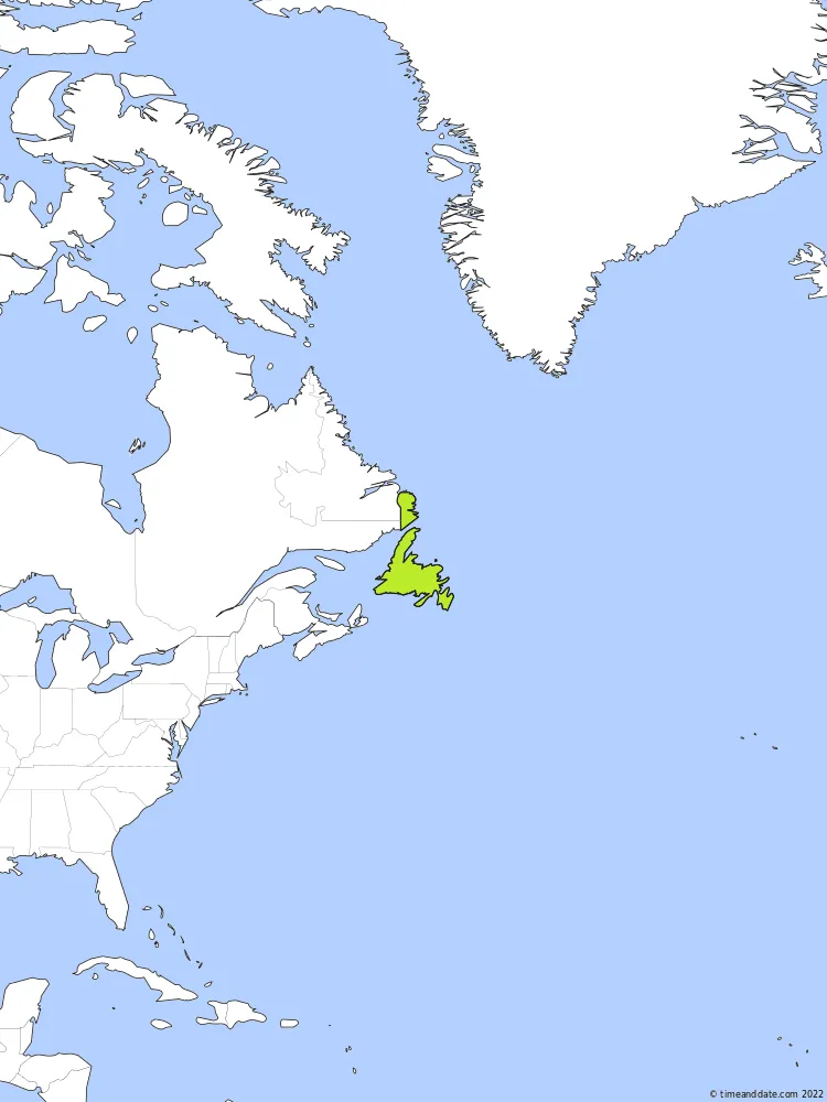 Newfoundland Standard Time (NST) Map
