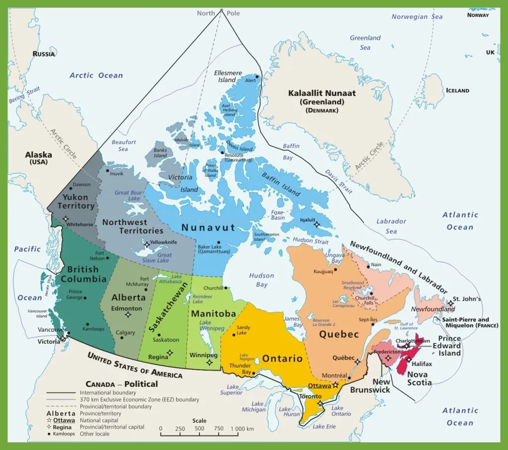 Political map of Canada