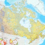 This map shows Canada's provinces, territories, provincial and territorial capitals, cities, towns, highways, roads, trans-Canada highways, railways, and rivers.