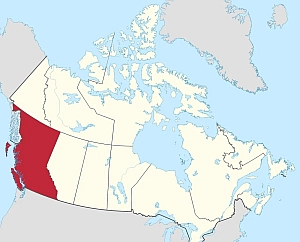 Location map of British Columbia