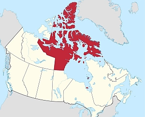Location map of Nunavut