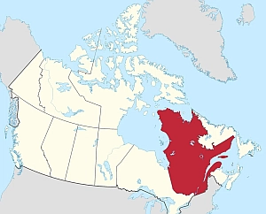 Location map of Quebec.