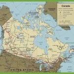 This map shows cities, roads, and railroads in Canada.
