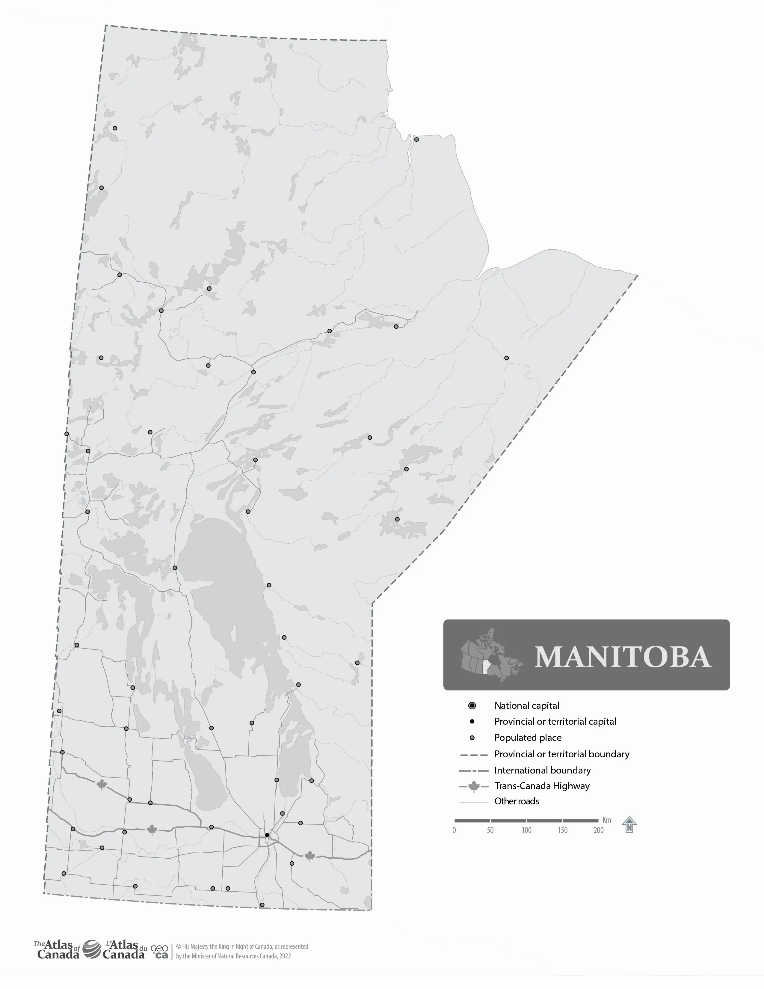 Manitoba without Names Map
