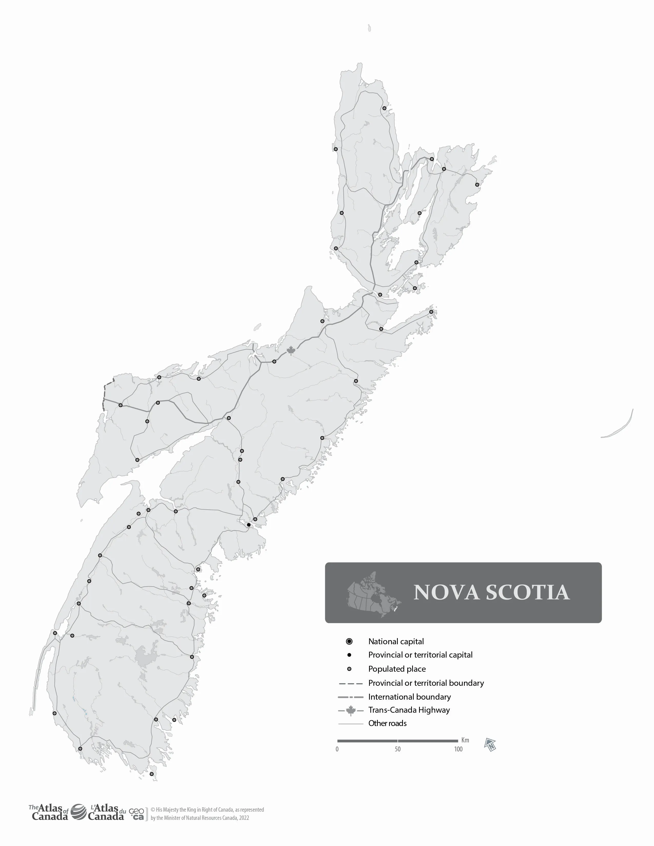 Nova Scotia without Names Map