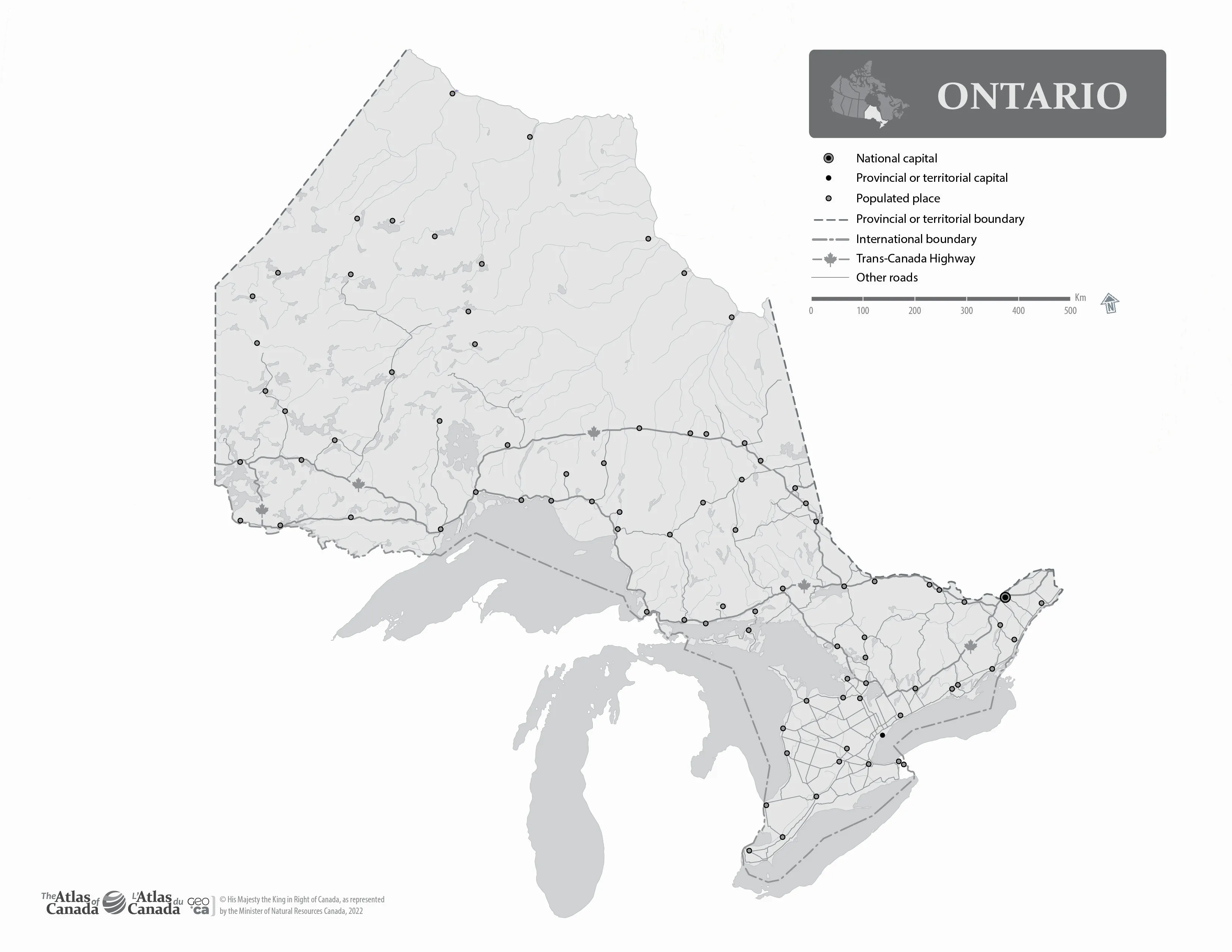 Ontario without Names Map