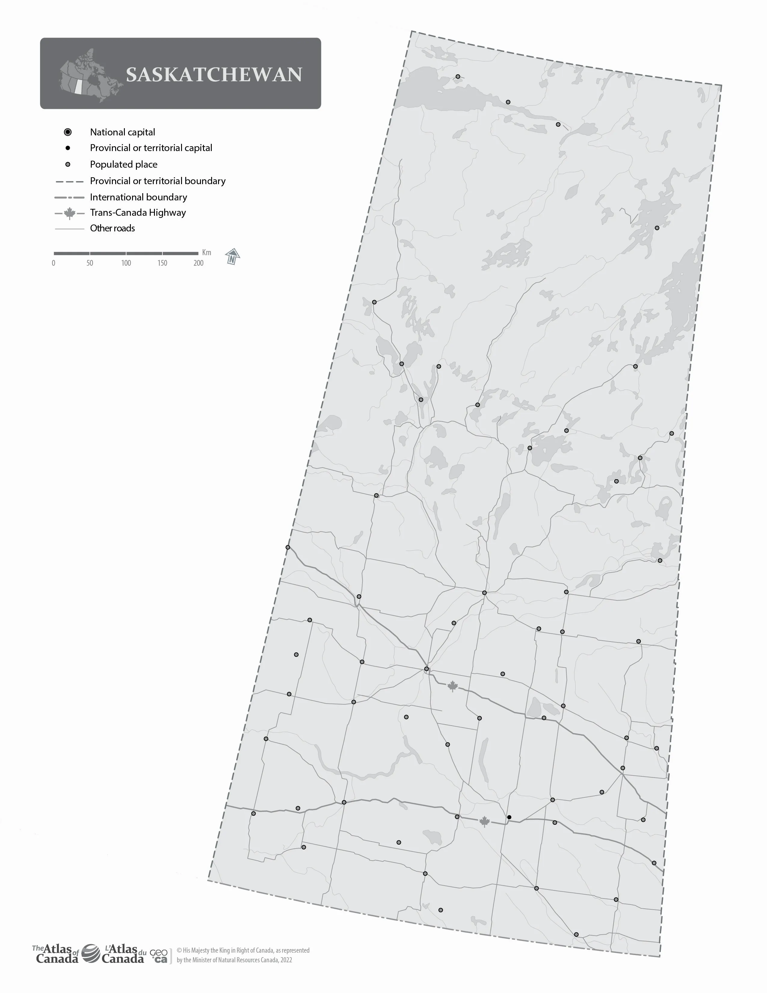 Saskatchewan without Names Map
