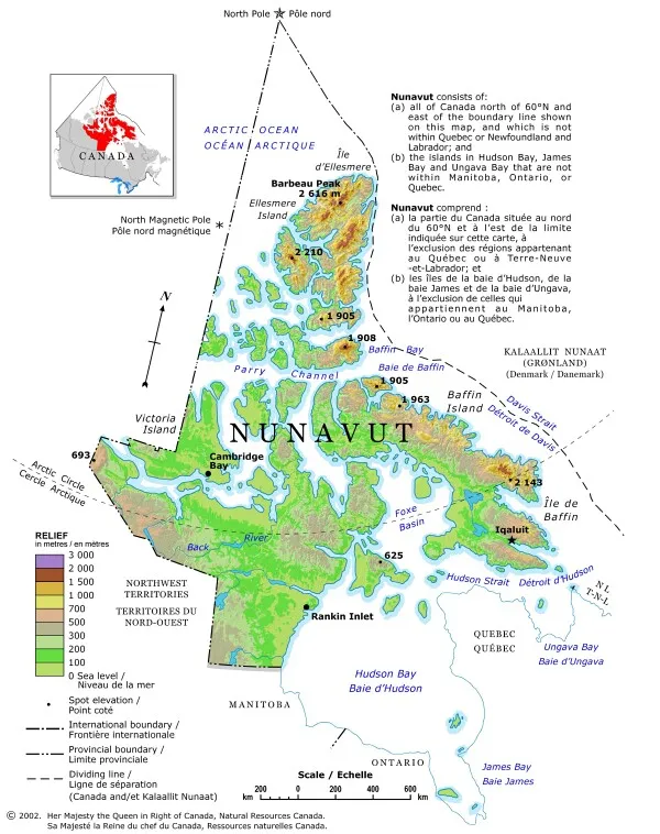 Nunavut Relief Map