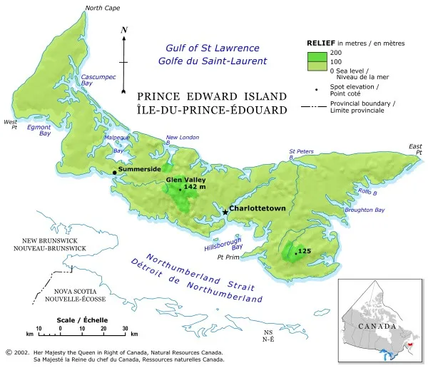 Prince Edward Island Relief Map