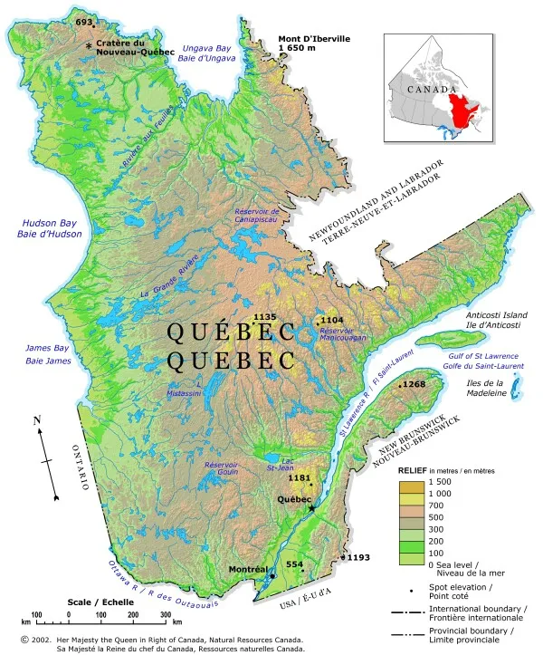 Quebec Relief Map