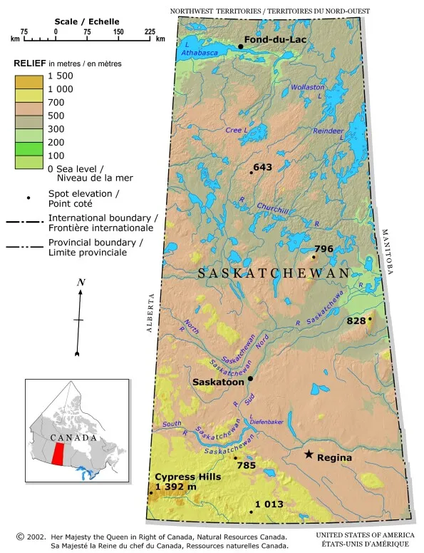 Saskatchewan Relief Map